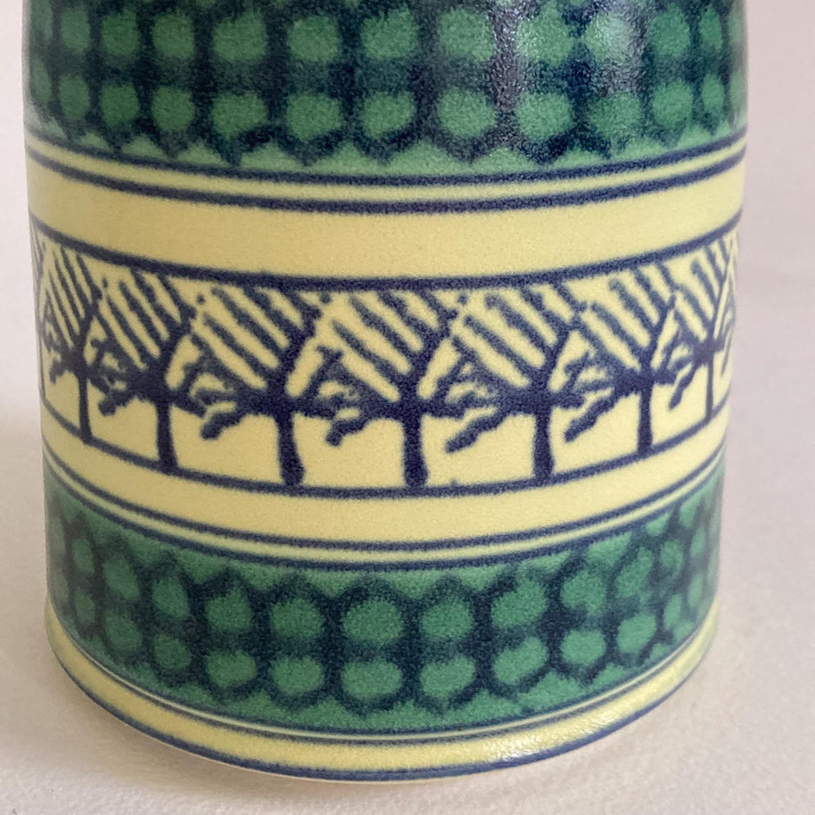 Studio Pottery Vase: Geometric Design, Artist Signed 'GB', Cabin Core