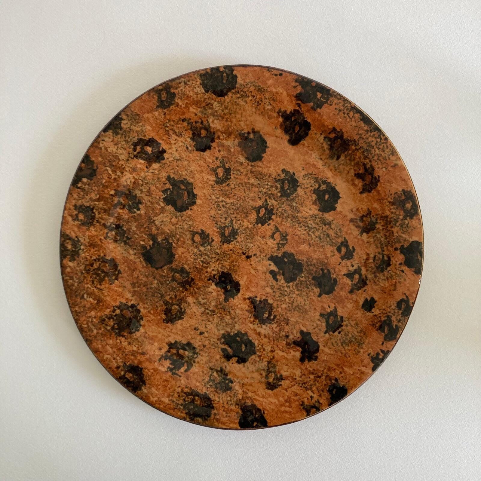 Ellen Evans Artist Signed Cheetah Print Decorative Plate - 1990s
