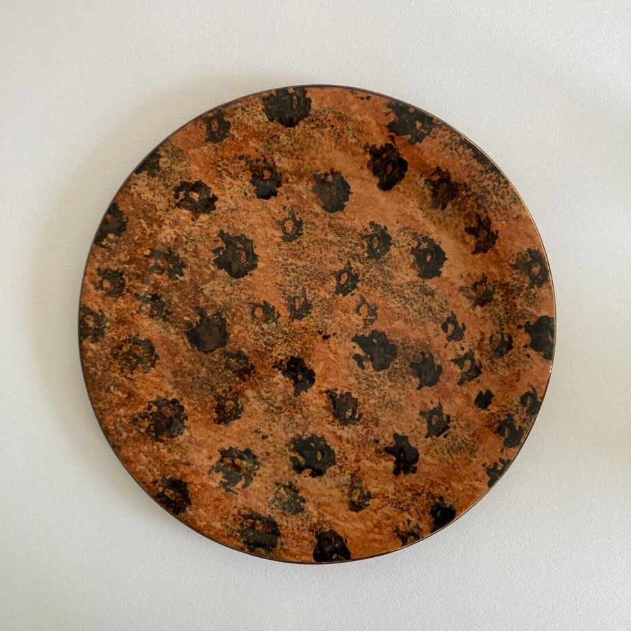 Ellen Evans Artist Signed Cheetah Print Decorative Plate - 1990s