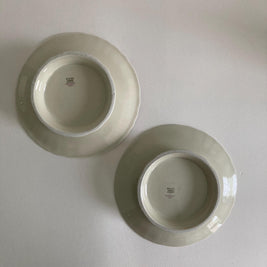 Pair of Vintage Limoges Pedestal Plates: French Porcelain Dessert Stands, Pink Floral