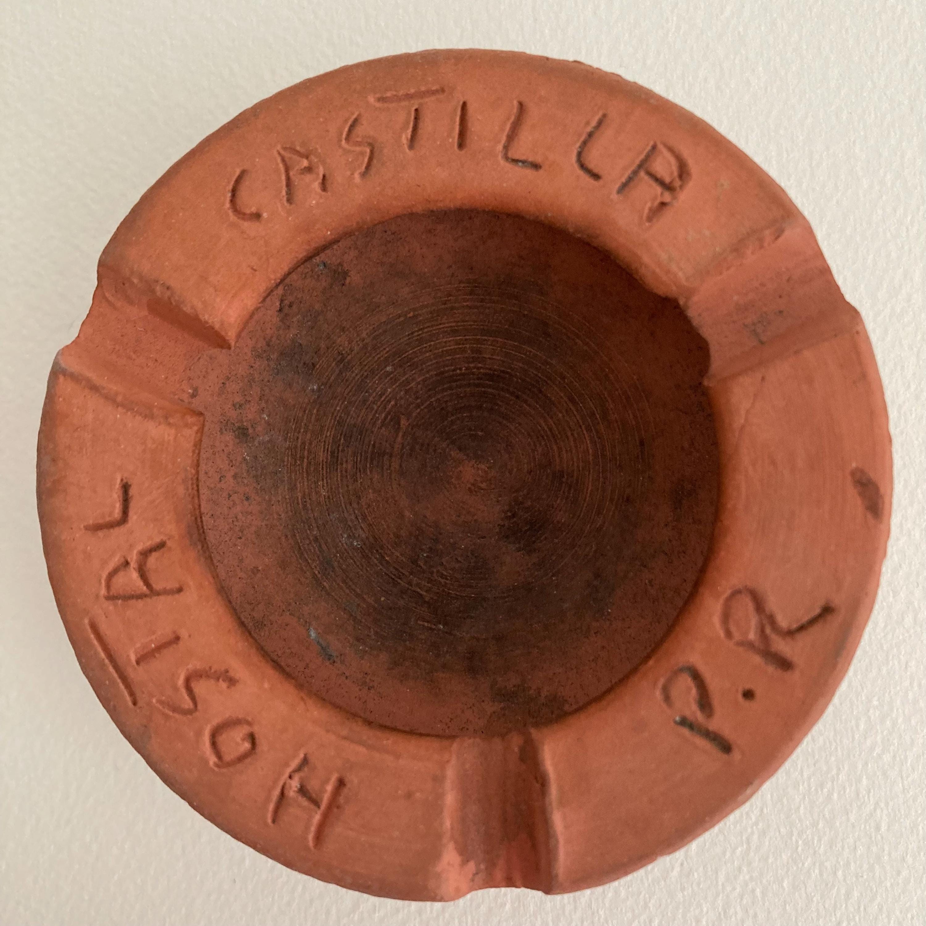 Hostal Castilla Puerto Rico Red Clay Ash Tray - 20th Century Hotel Ash Tray