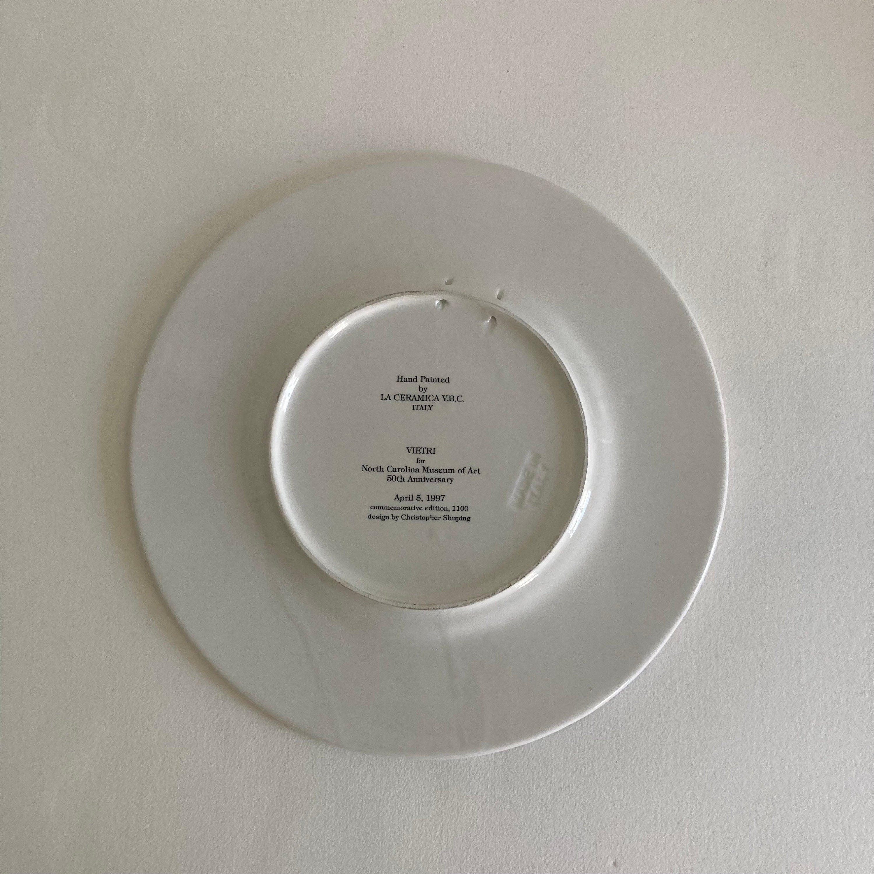Hand Painted Vietri Plate: NC Museum of Art 50th Anniversary, Italy