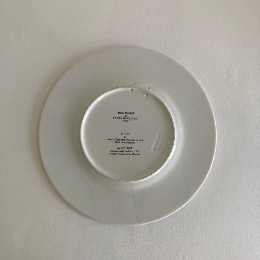 Hand Painted Vietri Plate: NC Museum of Art 50th Anniversary, Italy