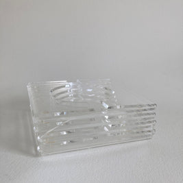 Vintage Lucite Coaster Set with Holder: 1970s Acrylic Barware