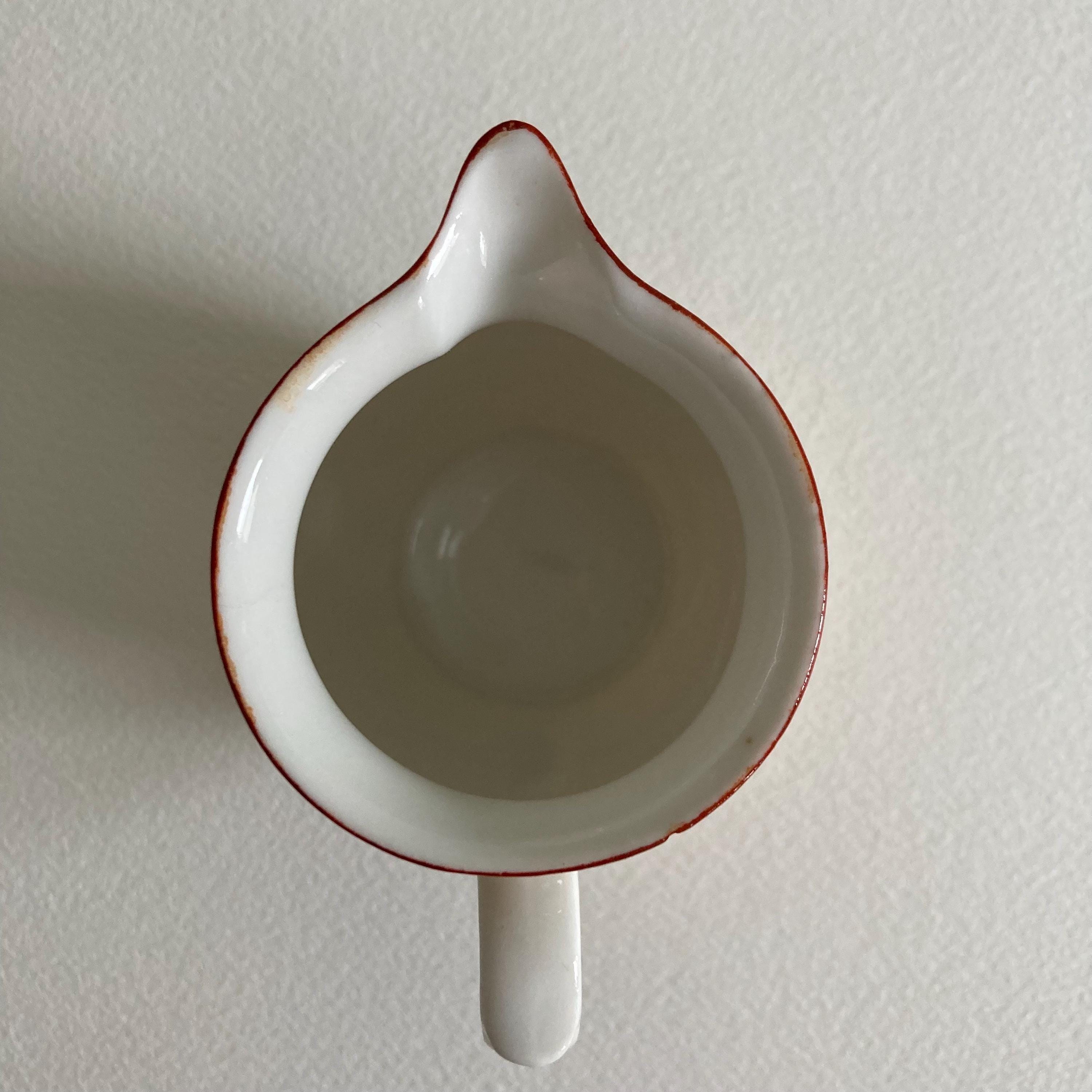 1930s Peach Lusterware Creamer: Striped Ceramic Pitcher, Czechoslovakia