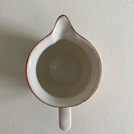 1930s Peach Lusterware Creamer: Striped Ceramic Pitcher, Czechoslovakia