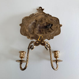 Vintage Fritz Brass Wall Sconce: Korean Peasant Scene, 1960s Style