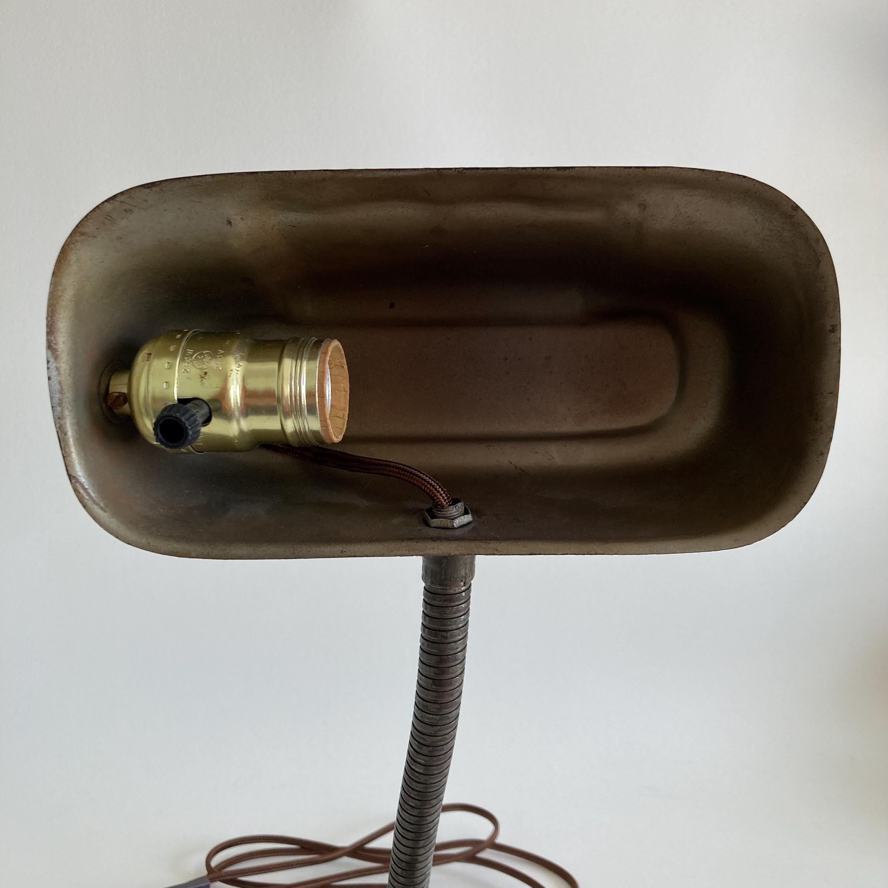 Vintage Patinated Banker's Desk Lamp - Professionally Rewired