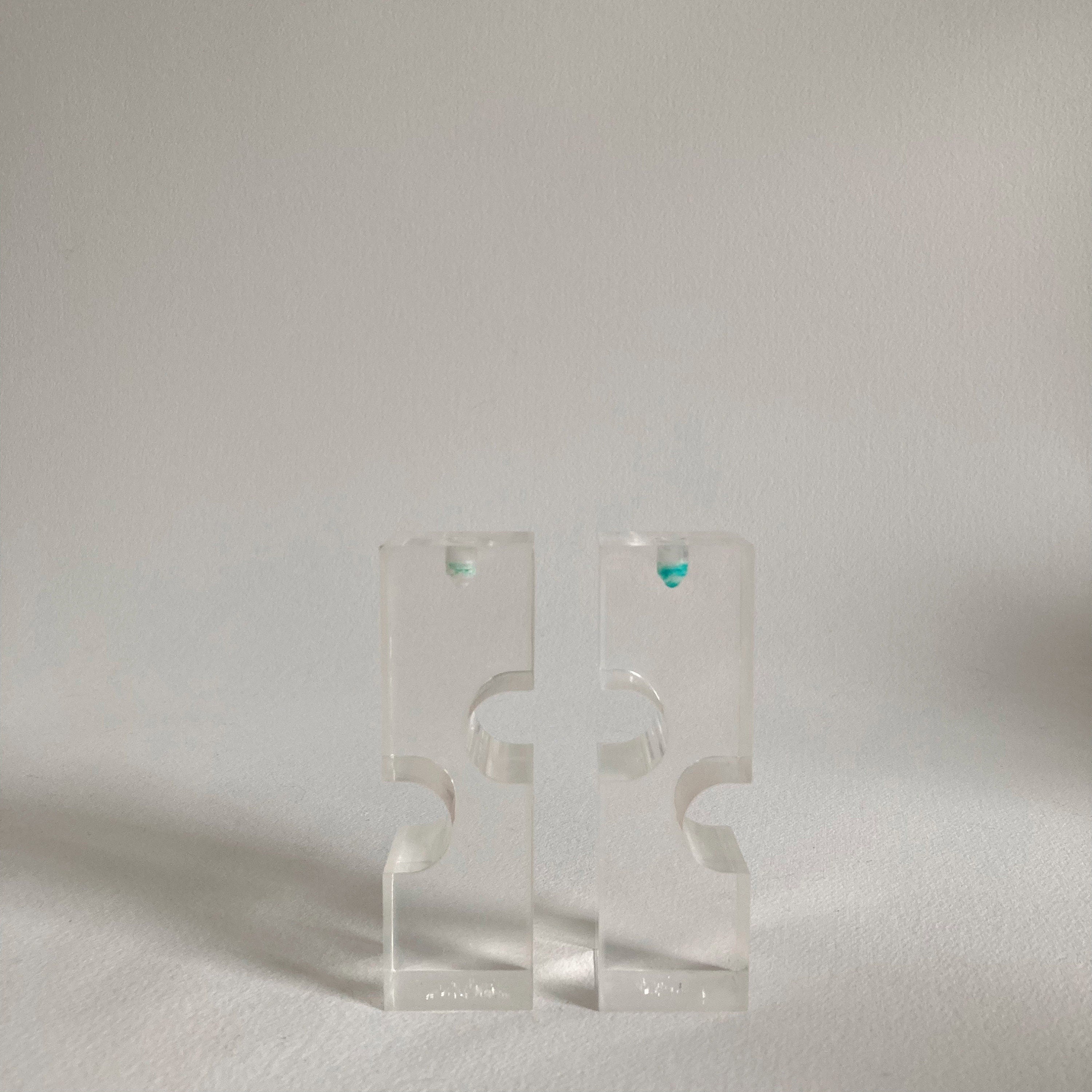 Vintage Memphis Style Acrylic Candleholders - Geometric Postmodern Set