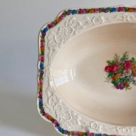 Vintage Crown Ducal Bowl: Gainsborough Charm Floral Vegetable Dish