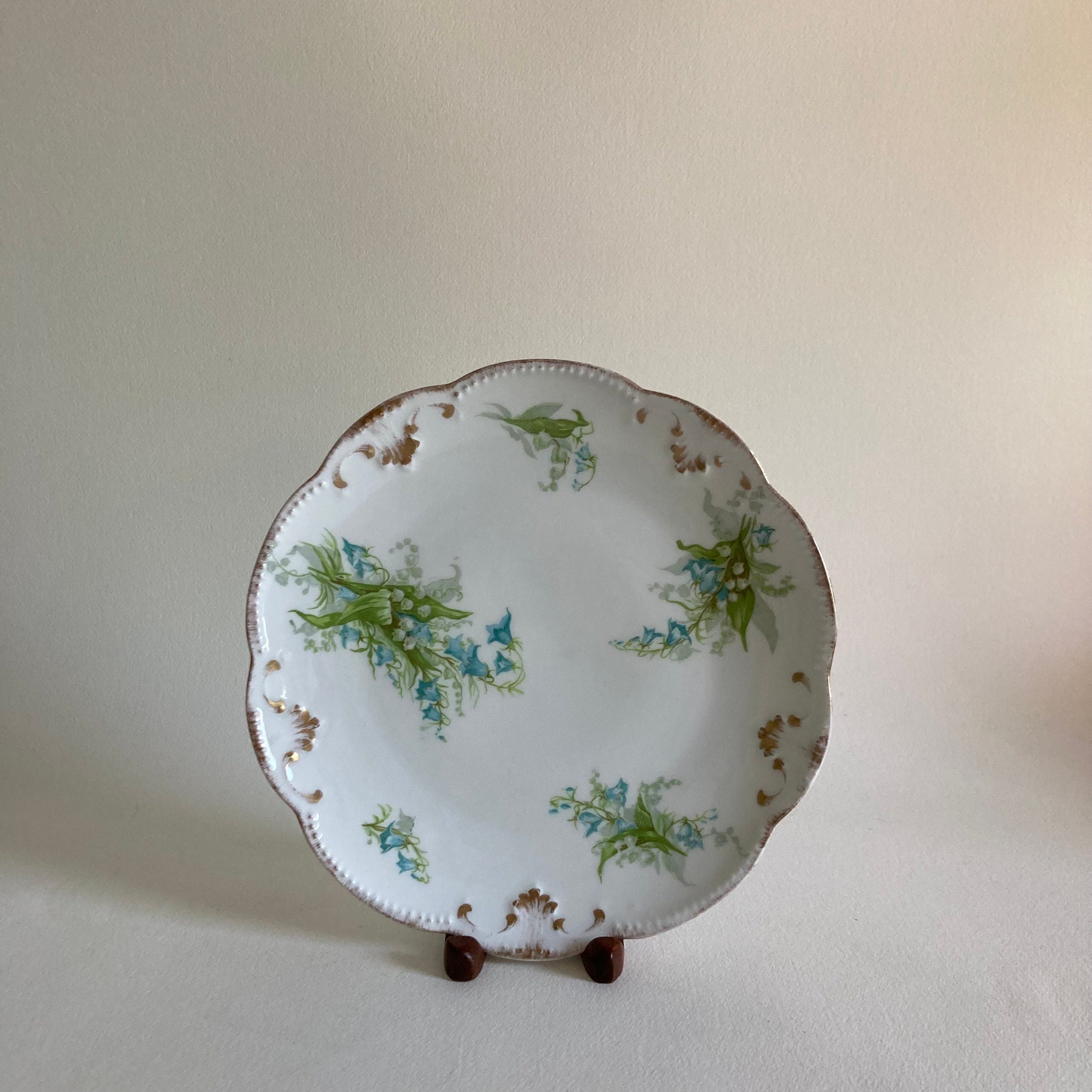 Antique Limoges Porcelain Plate: Hand-Painted Floral, Gold Detail