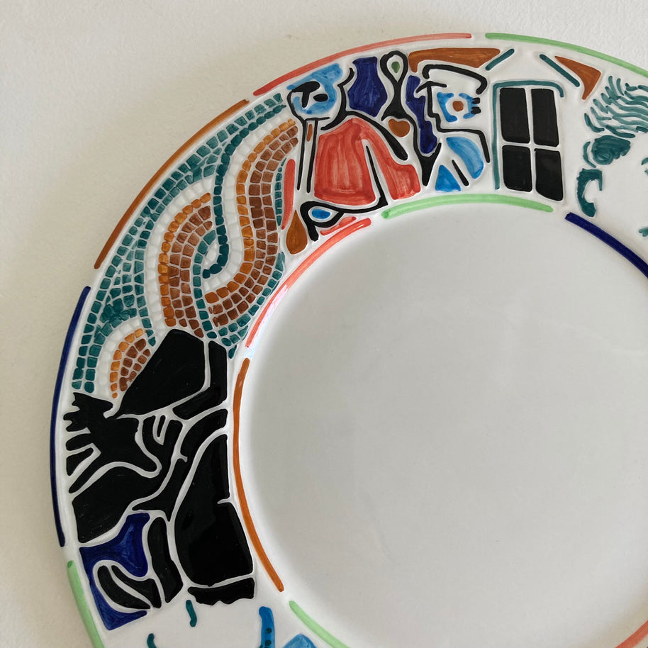 Hand Painted Vietri Plate: NC Museum of Art 50th Anniversary, Italy