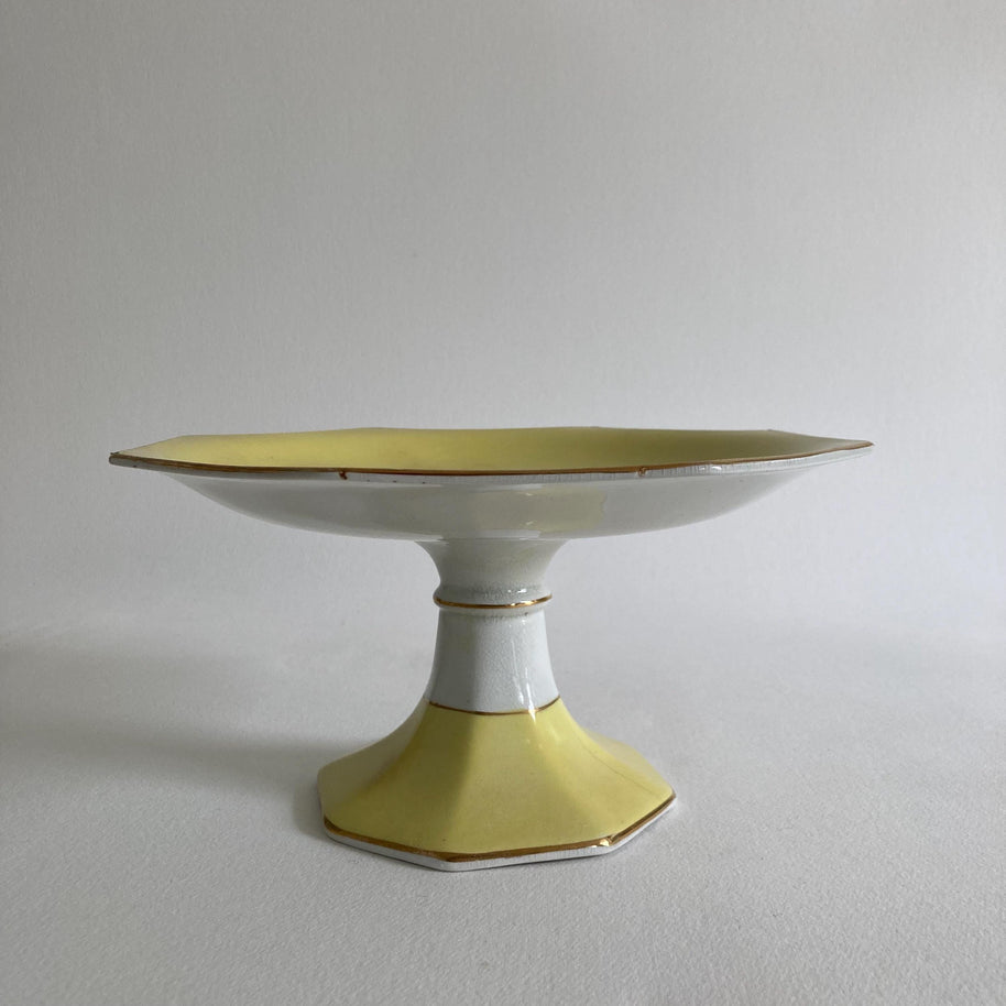 1920s Whieldon Ware Tazza: Old Bow Bird & Floral Dessert Stand