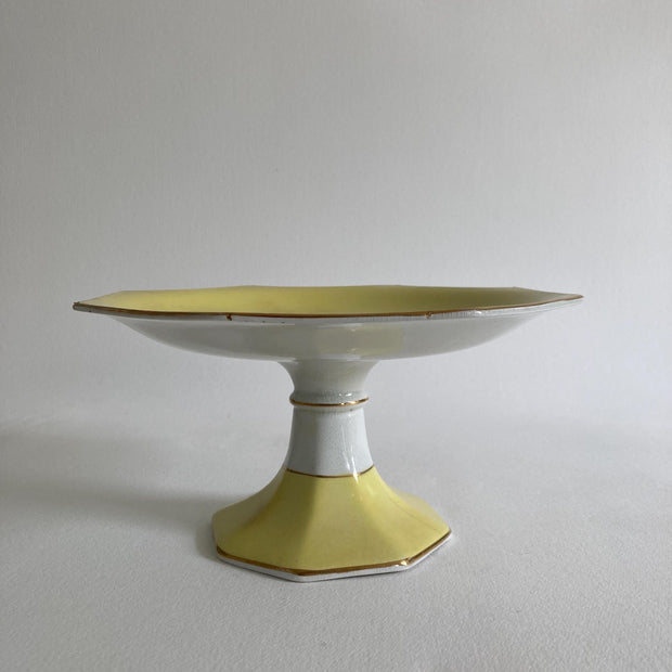 1920s Whieldon Ware Tazza: Old Bow Bird & Floral Dessert Stand