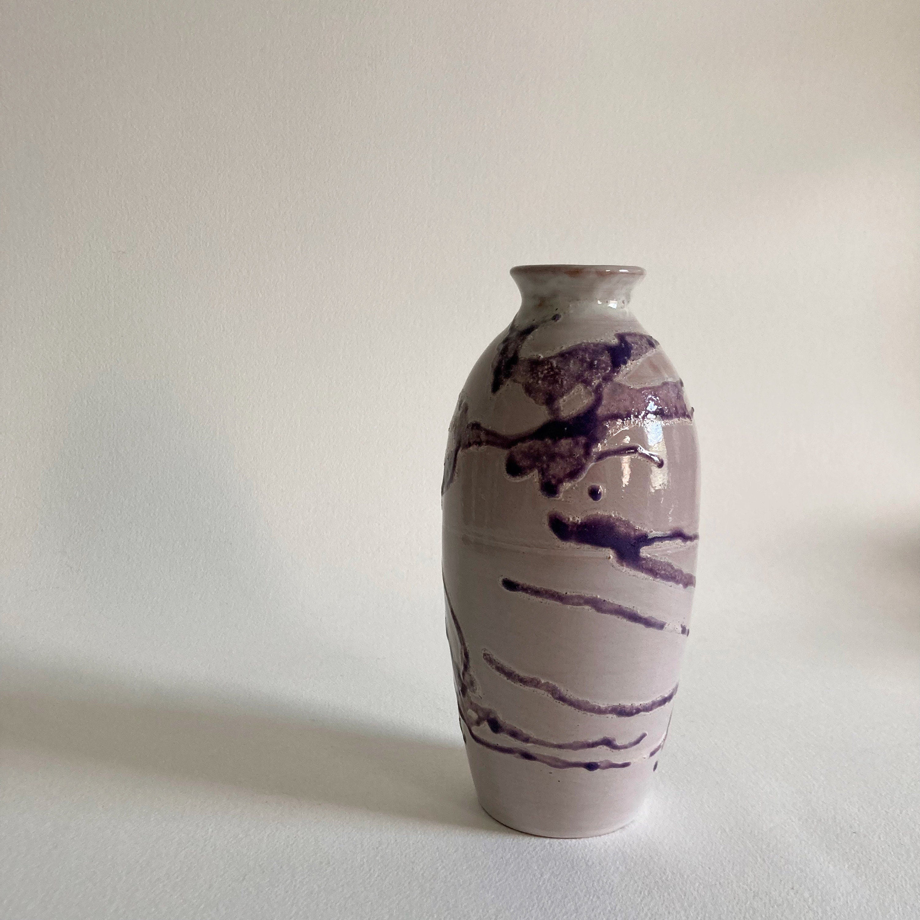 Leftwich Pottery Vase: Dark Purple Abstract Glaze, NC Studio Art