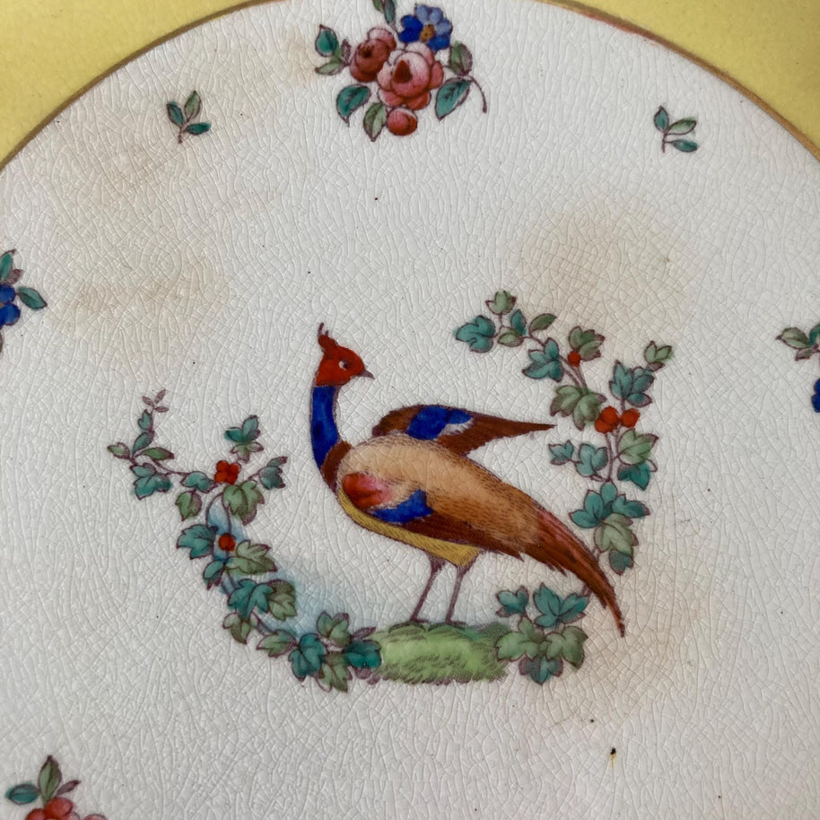 1920s Whieldon Ware Tazza: Old Bow Bird & Floral Dessert Stand