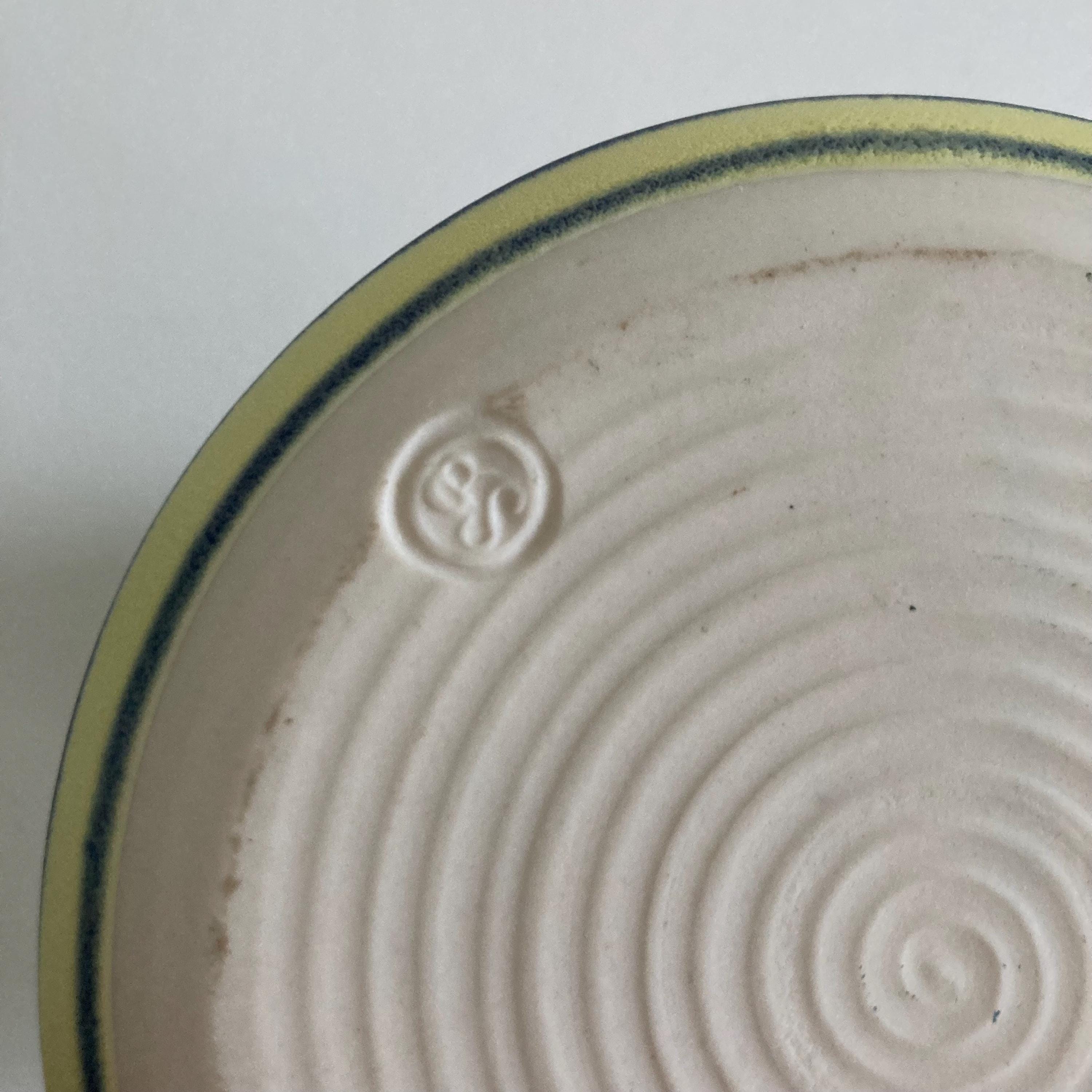 Studio Pottery Vase: Geometric Design, Artist Signed 'GB', Cabin Core