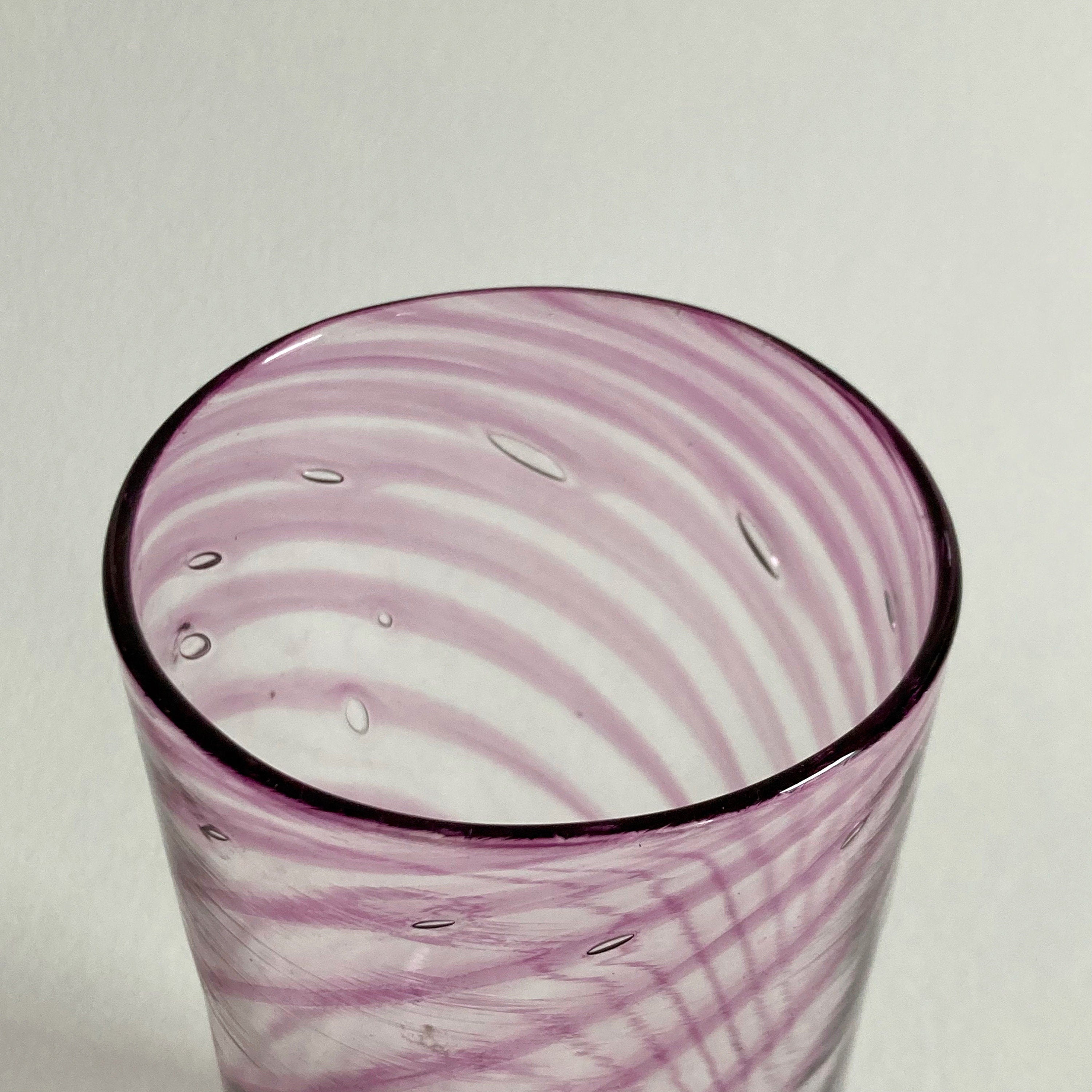 Blown Glass Vase: Purple Swirl, Polished Pontil - Modernist Style