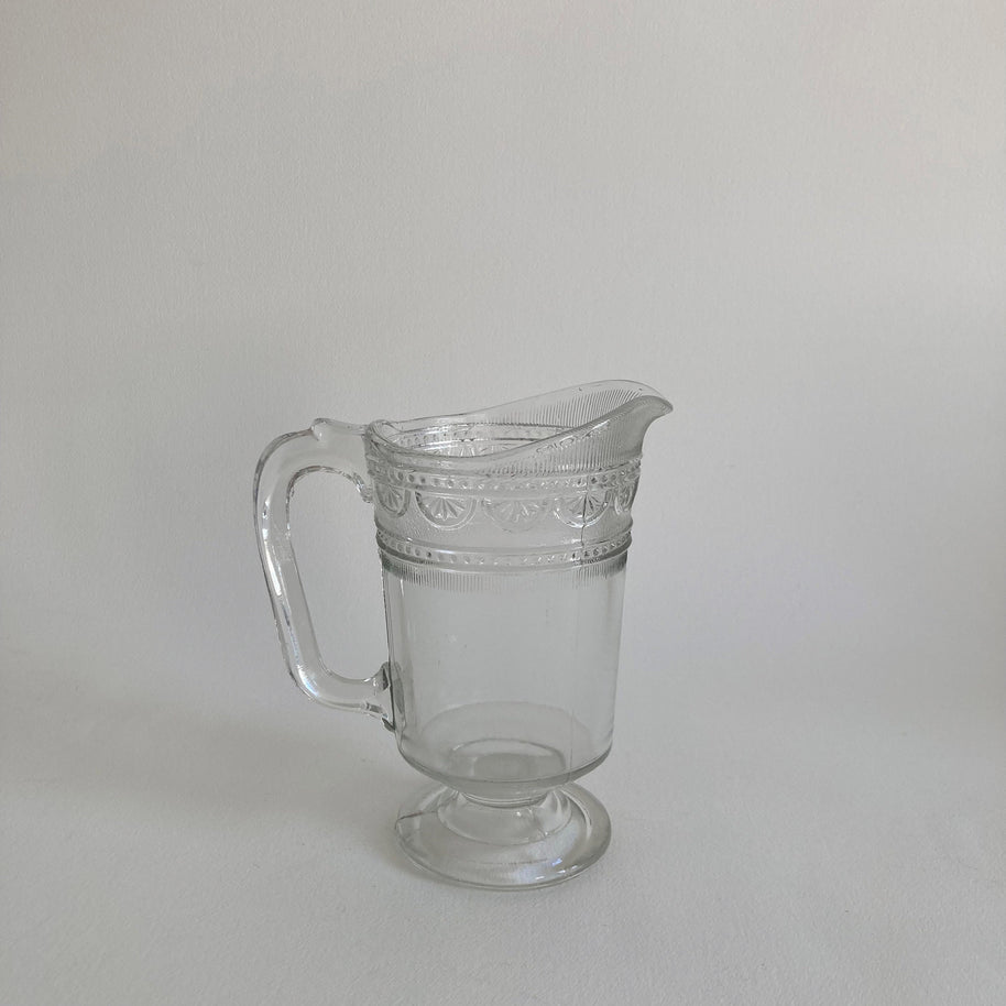 Antique EAPG Glass Pitcher: Scrollwork Patterned Creamer, 1890s