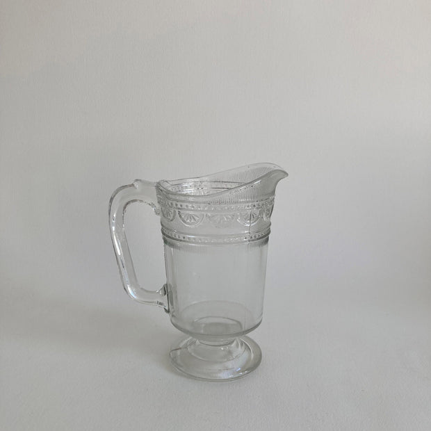 Antique EAPG Glass Pitcher: Scrollwork Patterned Creamer, 1890s