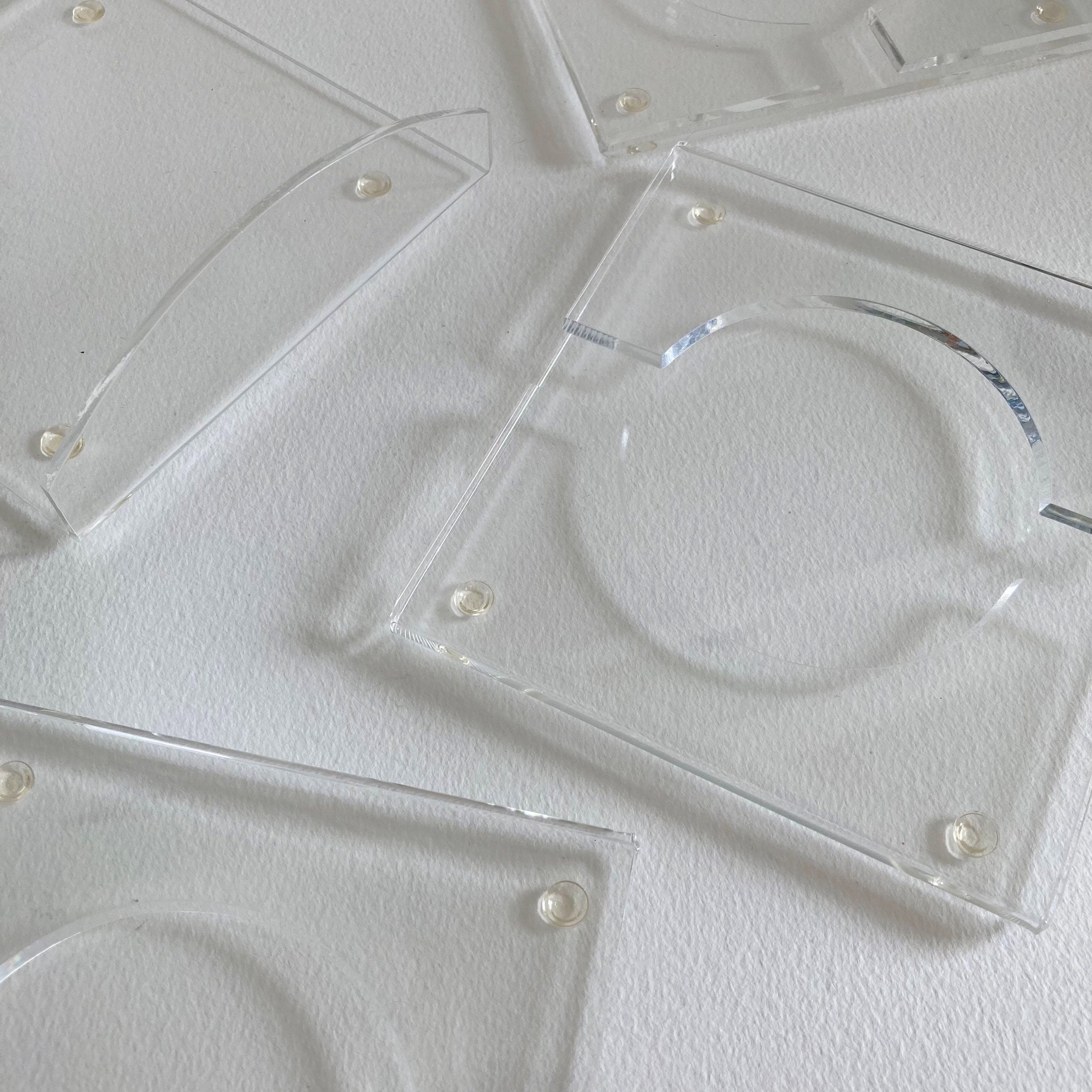 Vintage Lucite Coaster Set with Holder: 1970s Acrylic Barware