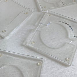 Vintage Lucite Coaster Set with Holder: 1970s Acrylic Barware