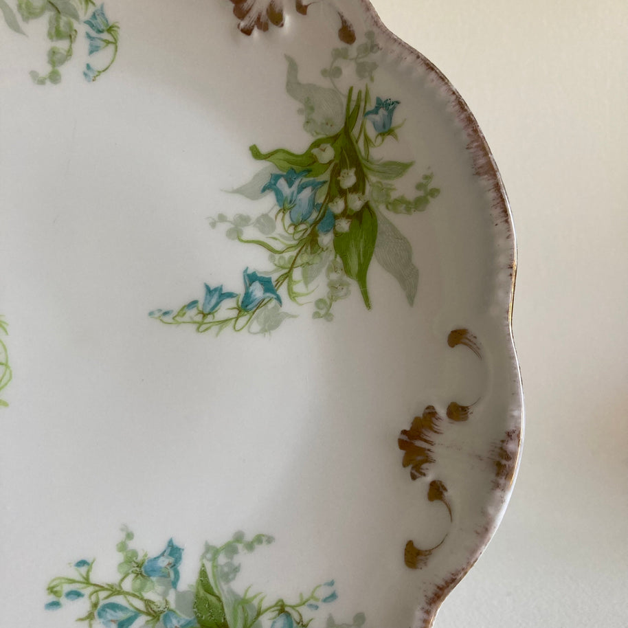 Antique Limoges Porcelain Plate: Hand-Painted Floral, Gold Detail