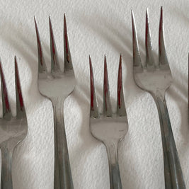 Vintage Mid Century Modern Stainless Steel Cocktail Forks - Set of 7