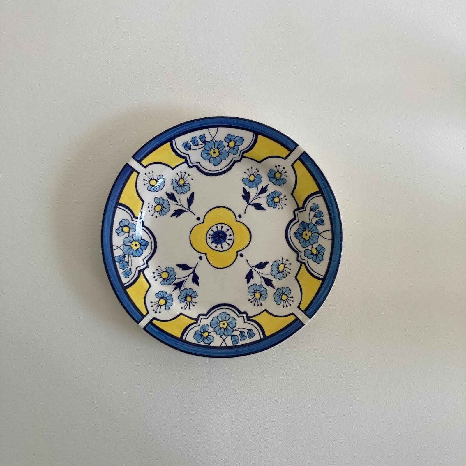 Tiffany & Co. ESTE CERAMICHE Made in Italy Decorative Plate, Blue Yellow Floral