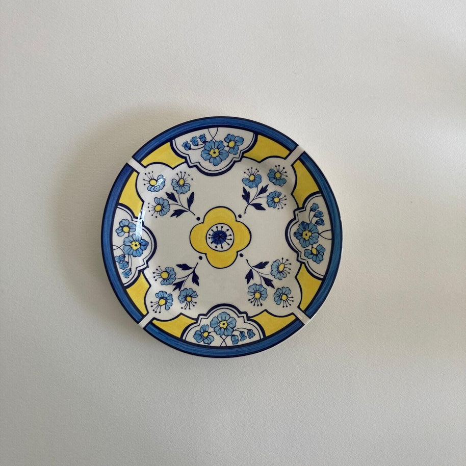 Tiffany & Co. ESTE CERAMICHE Made in Italy Decorative Plate, Blue Yellow Floral