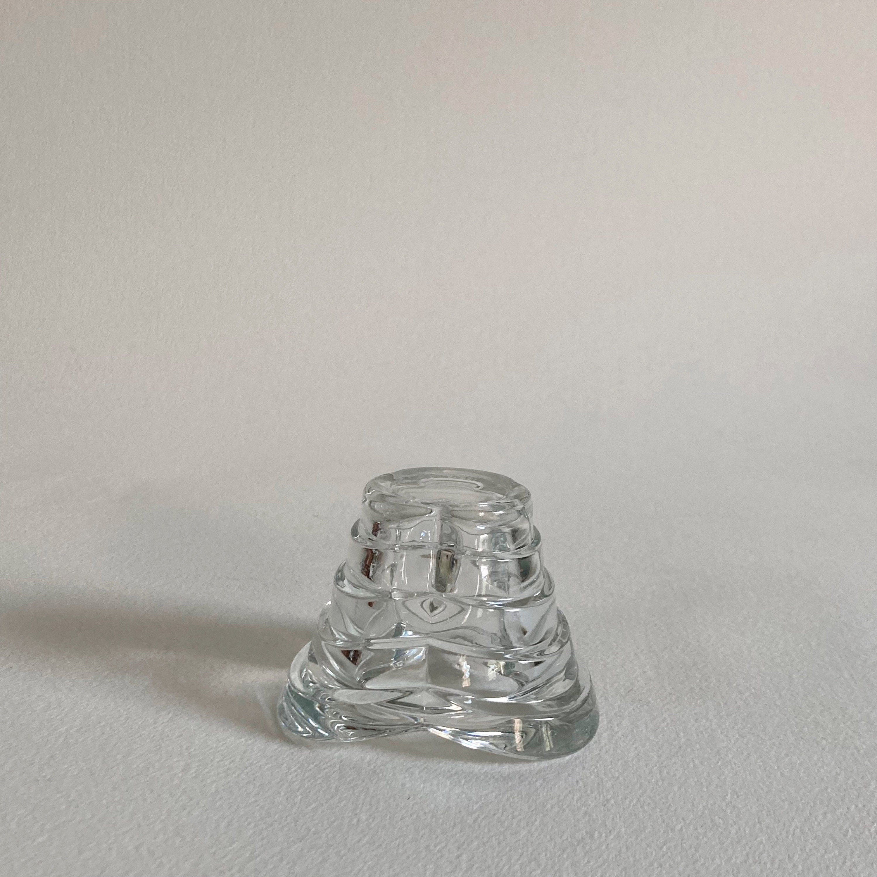 Italian Glass Candle Votive: Clover Shape, Ribbed Profile