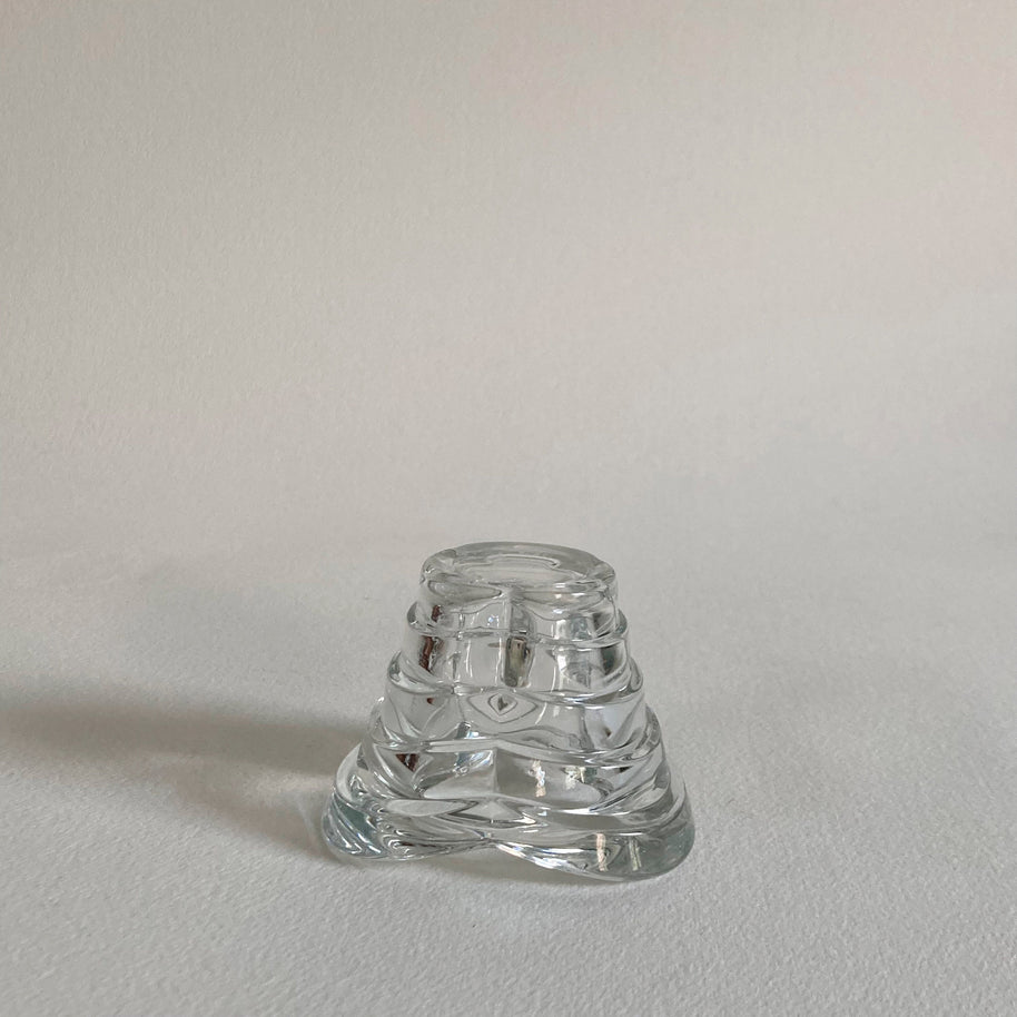 Italian Glass Candle Votive: Clover Shape, Ribbed Profile