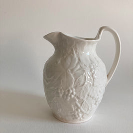 Wedgwood Creamware Pitcher: Grape Vine Motif, English Country Decor