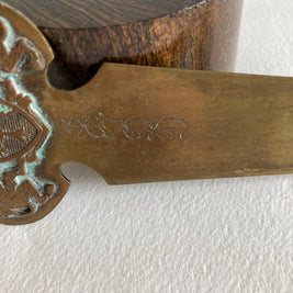 Vintage Brass Letter Opener: Lion Crest Handle, Monogrammed