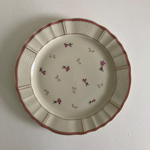 Vintage Limoges France Porcelain Salad Luncheon Plates - Set of 4 - Floral & Gold