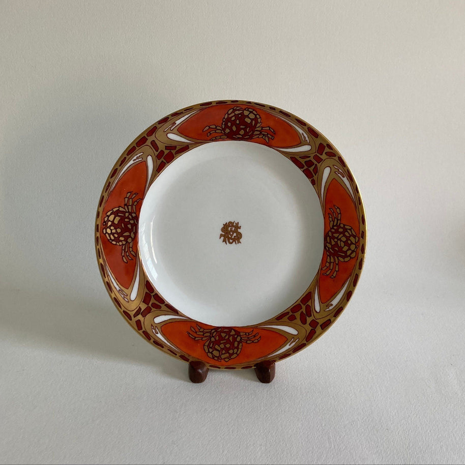 Antique Art Nouveau Aesthetic Style Theo. Haviland French Limoges Porcelain Plates: Spider Design, Set of 3