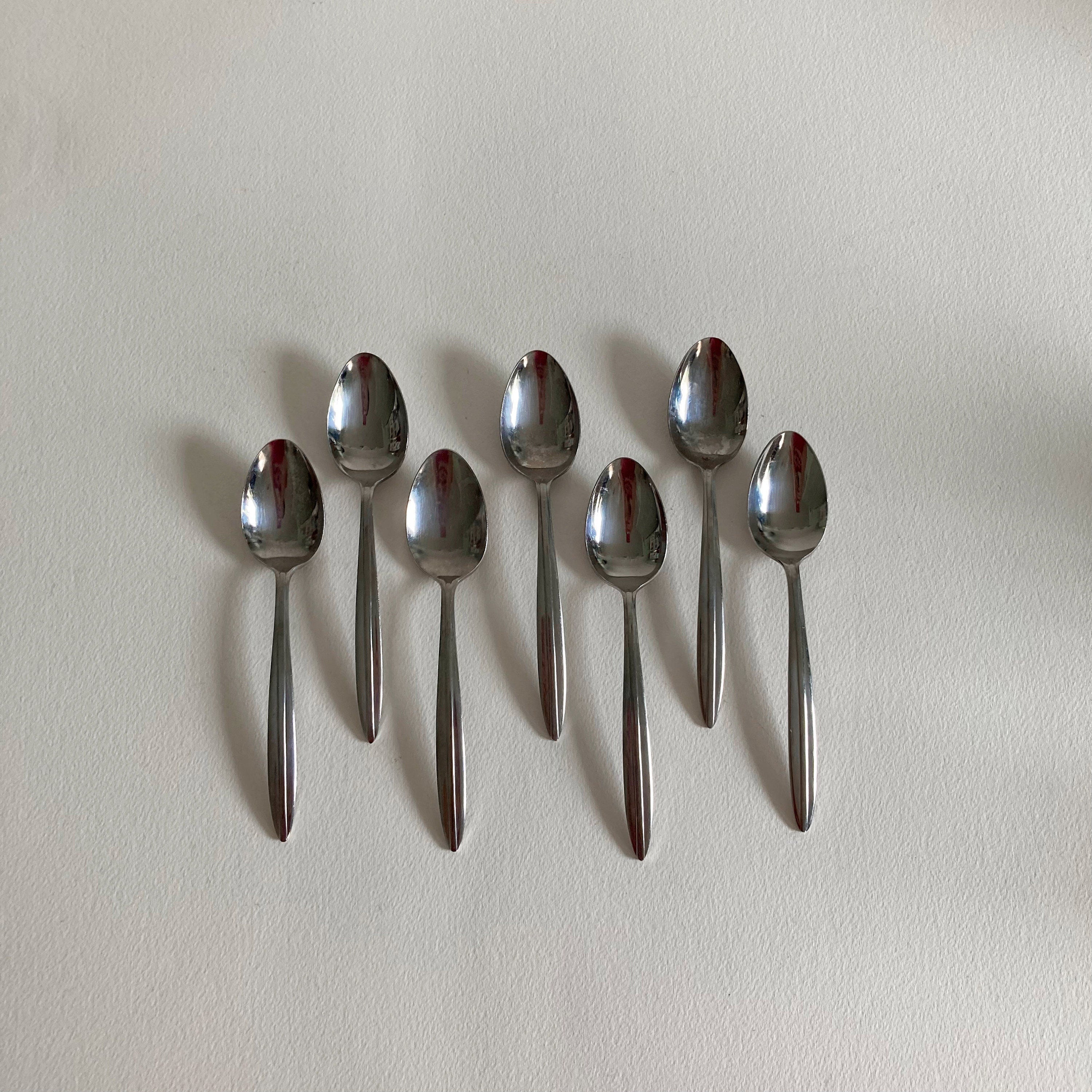 Vintage Mid Century Modern Teaspoons - Set of 7 - Japanese Stainless Steel