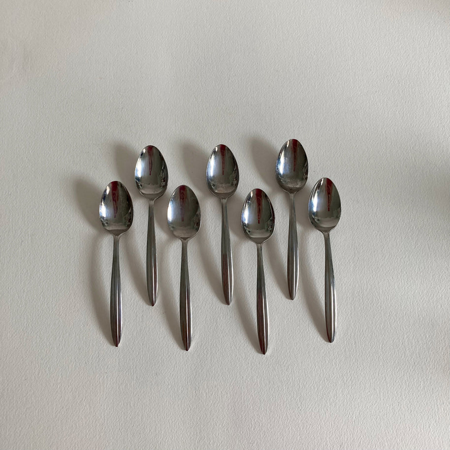 Vintage Mid Century Modern Teaspoons - Set of 7 - Japanese Stainless Steel
