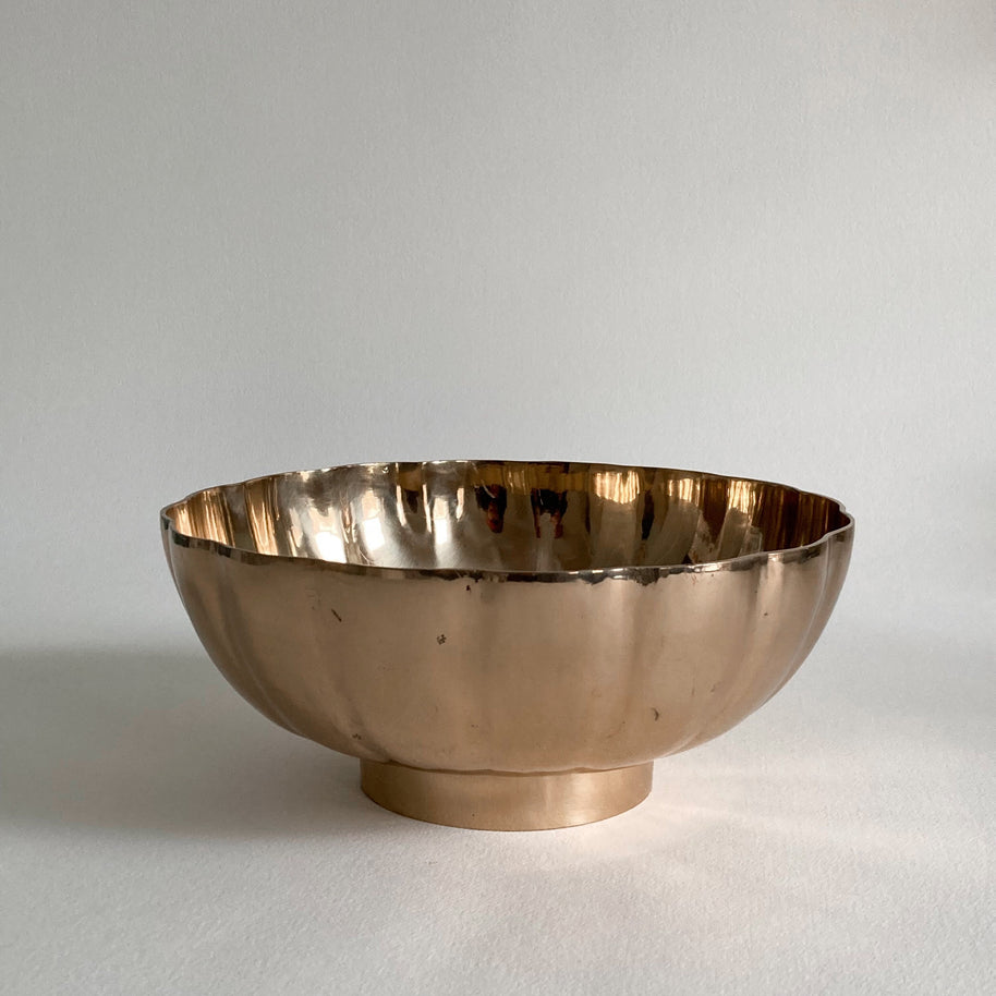 Vintage Brass Scalloped Rim Bowl - 9