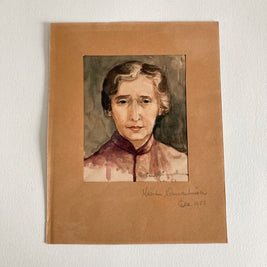 Mid Century Watercolor Portrait: Woman in Kimono Jacket, Signed Art (1953)