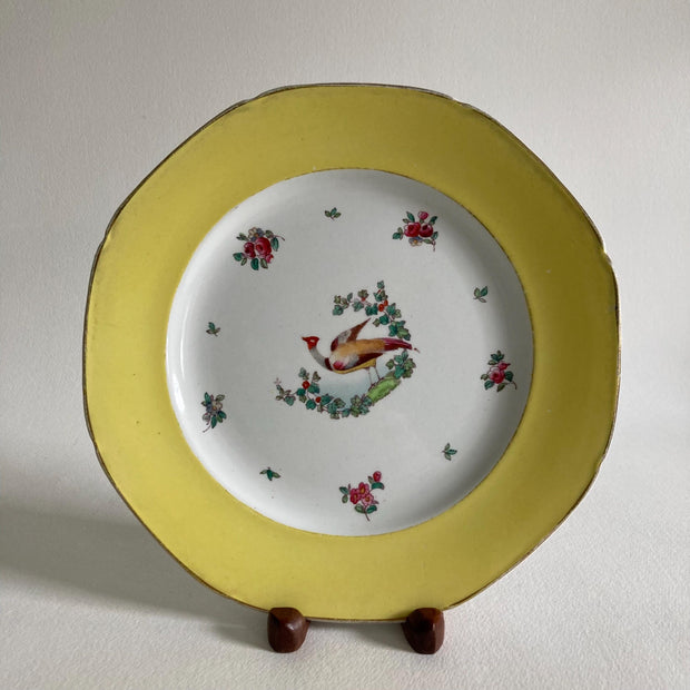 1920s Whieldon Ware Plates (Set of 3): Old Bow Bird & Floral Motif