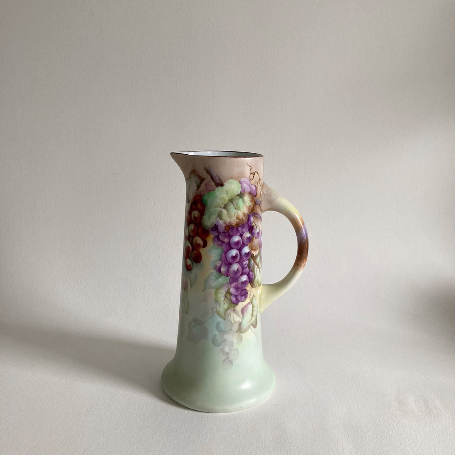 Antique Imperial Austria Porcelain Pitcher: Hand-Painted Grape Motif, 1914-1918