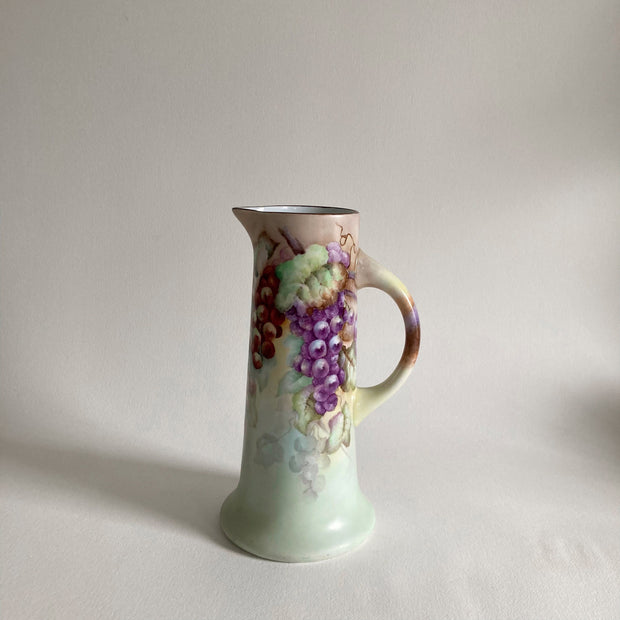 Antique Imperial Austria Porcelain Pitcher: Hand-Painted Grape Motif, 1914-1918