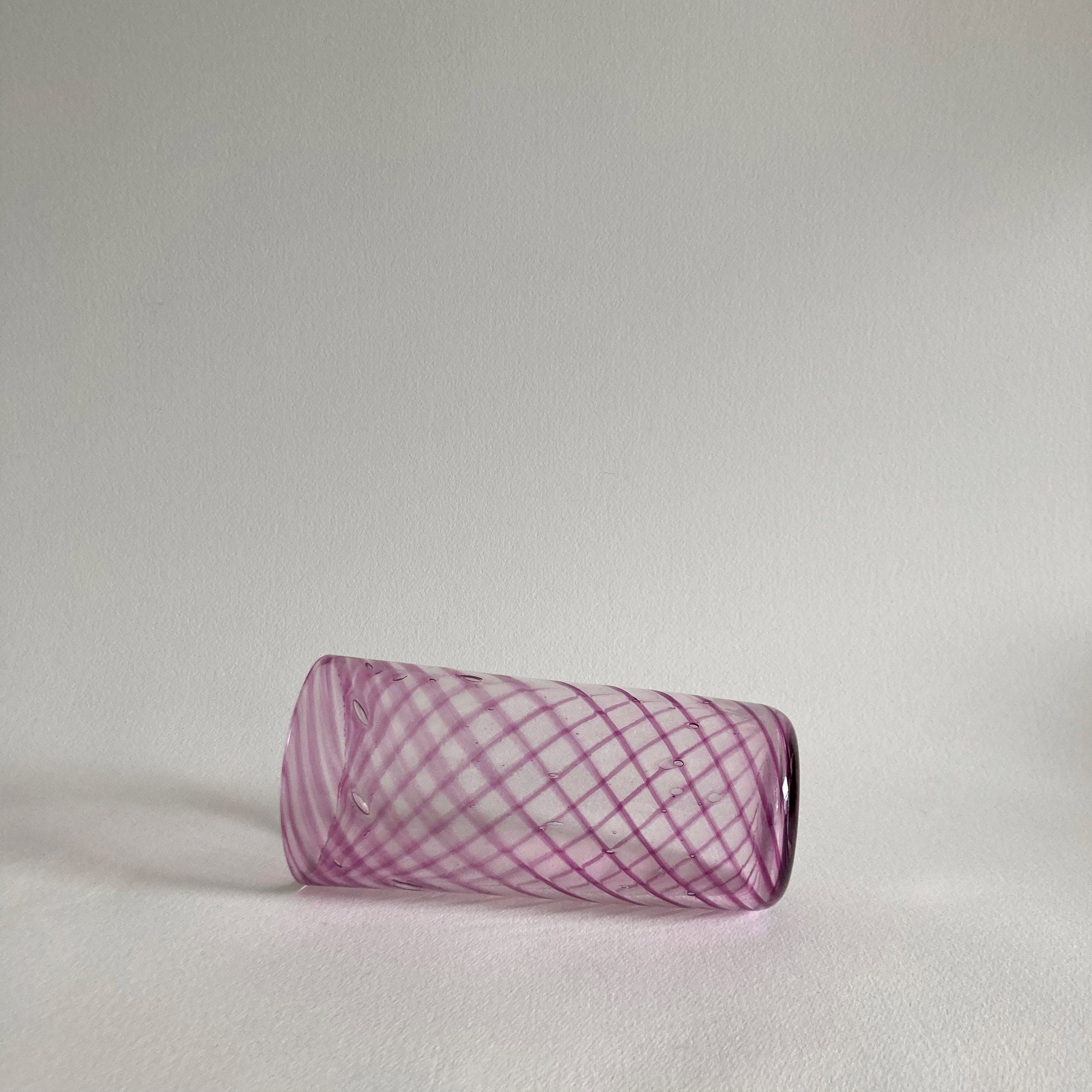 Blown Glass Vase: Purple Swirl, Polished Pontil - Modernist Style