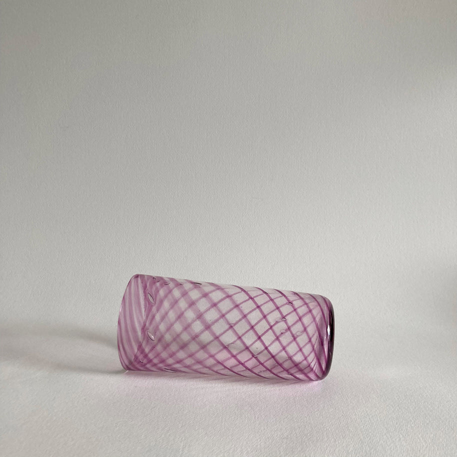 Blown Glass Vase: Purple Swirl, Polished Pontil - Modernist Style