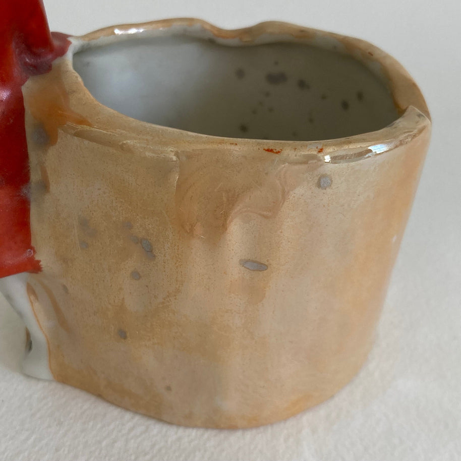 1930s Japanese Lusterware Planter: Boy with Dog Pen Cup