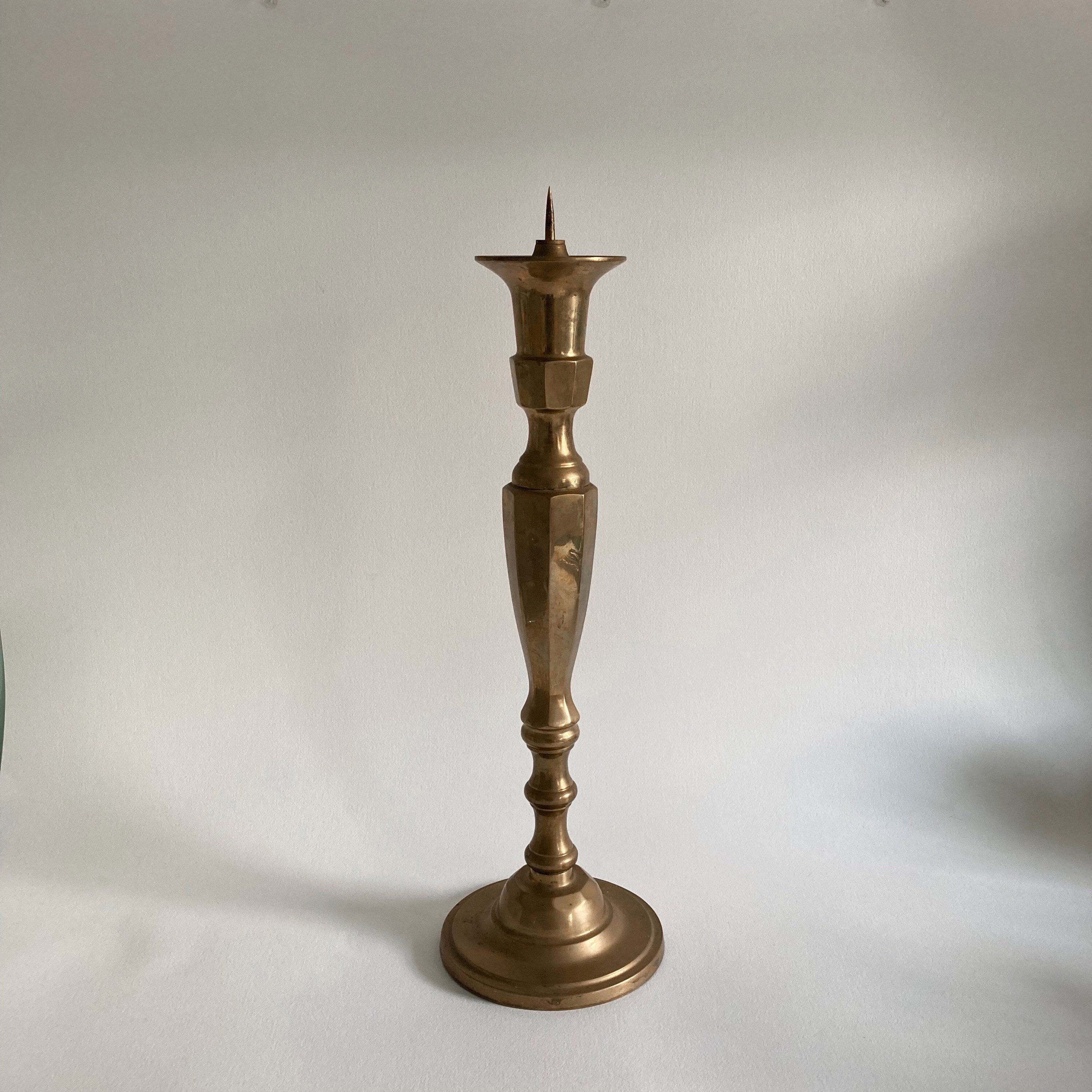 Vintage Tall Brass Pricket Candlestick - 19