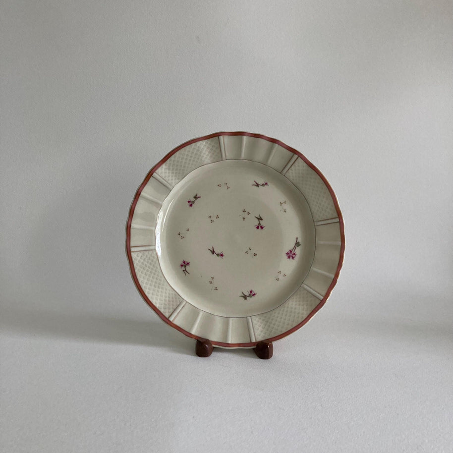 Vintage Limoges France Porcelain Salad Luncheon Plates - Set of 4 - Floral & Gold