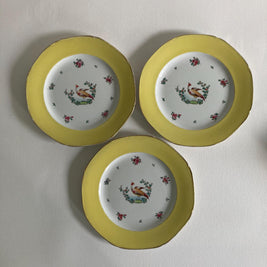1920s Whieldon Ware Plates (Set of 3): Old Bow Bird & Floral Motif
