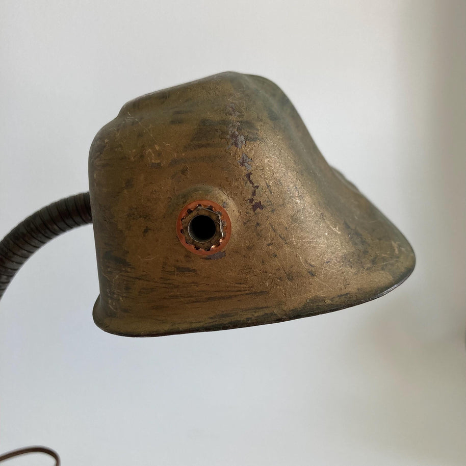 Vintage Patinated Banker's Desk Lamp - Professionally Rewired